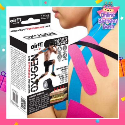 AIRFIT MEDI Oxygen Kinesiology Performance Tape 5cm x 5m Roll (Black) 1s
