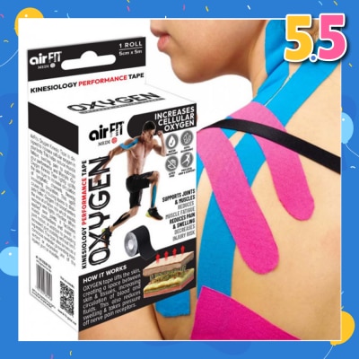 AIRFIT MEDI Oxygen Kinesiology Performance Tape 5cm x 5m Roll (Black) 1s