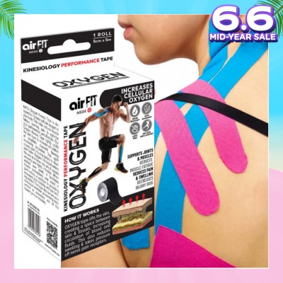 AIRFIT MEDI Oxygen Kinesiology Performance Tape 5cm x 5m Roll (Black) 1s