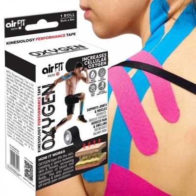 AIRFIT MEDI Oxygen Kinesiology Performance Tape 5cm x 5m Roll (Black) 1s