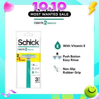 SCHICK Exacta 2 Sensitive Razor (Non Slip Rubber Grip + with Push Button for Easy Rinse) 3s image