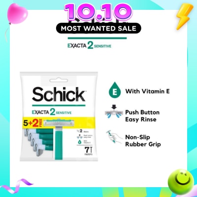 SCHICK Exacta 2 Sensitive Razor (Non Slip Rubber Grip + with Push Button for Easy Rinse) 7s image