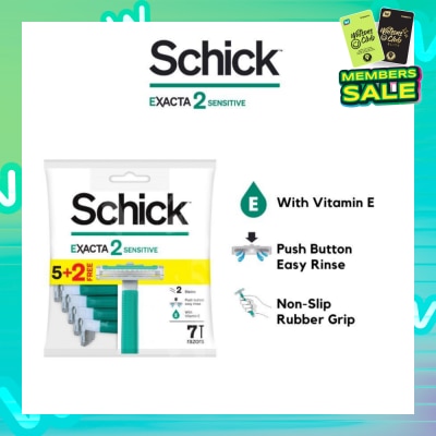 SCHICK Exacta 2 Sensitive Razor (Non-Slip Rubber Grip + with Push Button for Easy Rinse) 7s