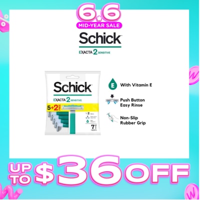 SCHICK - Exacta 2 Sensitive Razor (Non-Slip Rubber Grip + with Push Button for Easy Rinse) 7s
