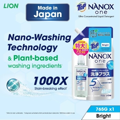 TOP NANOX - One Ultra Concentrated Liquid Detergent Refill (Bright) 820g