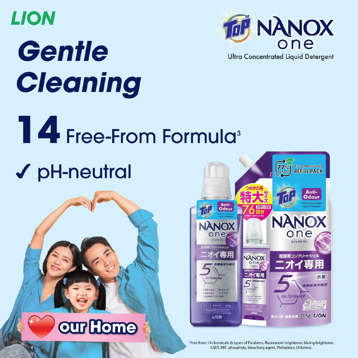 One Ultra Concentrated Liquid Detergent Refill (Anti Odour) 820g