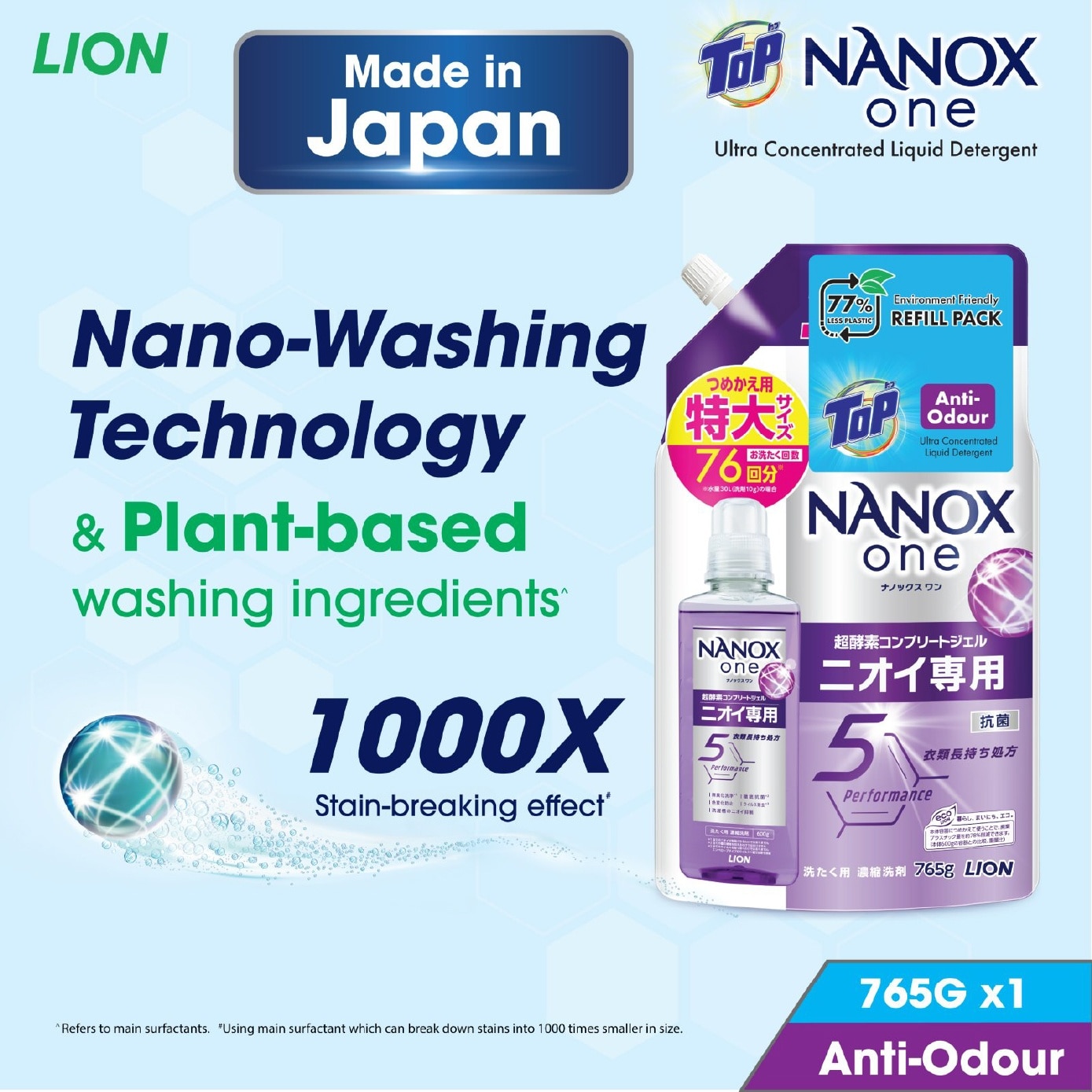 One Ultra Concentrated Liquid Detergent Refill (Anti Odour) 820g