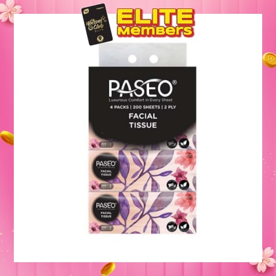 PASEO Soft Pack Tissue 2 Ply (Attractive Simplicity In Soft Pack Design) 200s X 4s