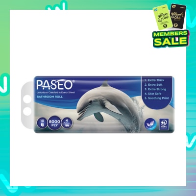 PASEO Bathroom Tissue 4 Ply (Luxuriously Soft And Generously Smooth To Skin) 200s X 10s