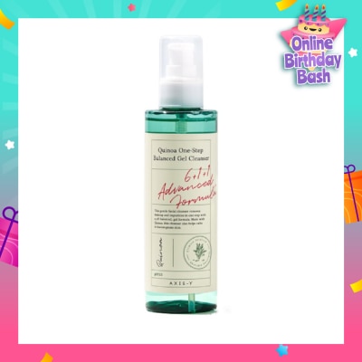 AXIS-Y Quinoa One Step Balanced Gel Cleanser (Clears Makeup And Pores In One Step While Delivering A Gentle And Hydrating Wash At Your Skin’s Natural Ph) 180ml