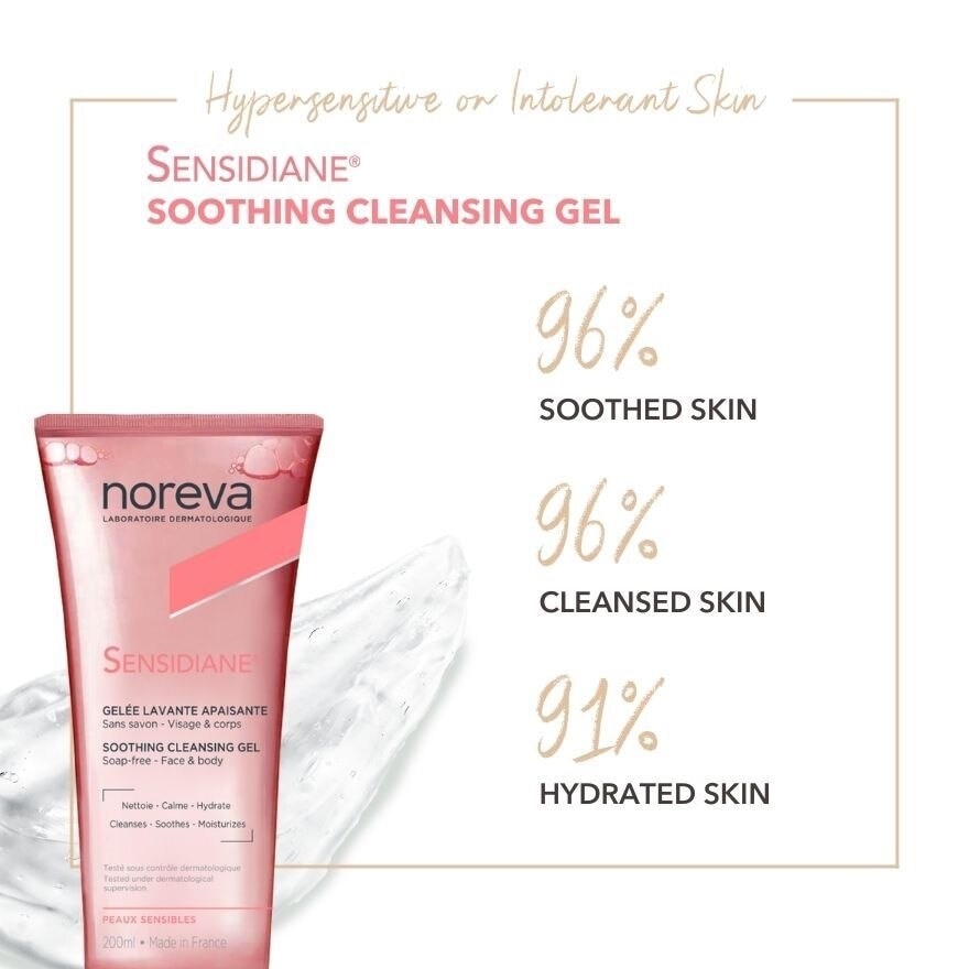 Sensidiane Soothing Cleansing Gel (Ultra Gentle, Soap Free Cleanser For Hypersensitive Skin) 200ml