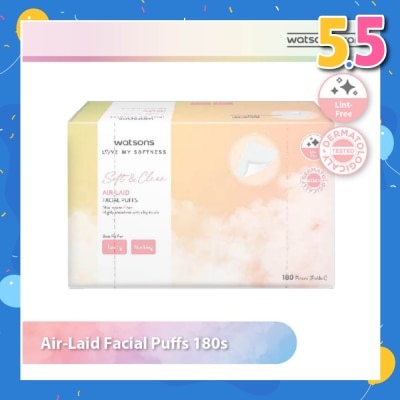 WATSONS Air Laid Facial Puffs (Lint Free, Dermatologically Tested) 180s