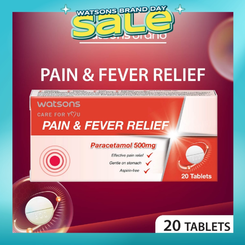 Pain & Fever Relief Paracetamol 500mg (Effective Pain Relief, Gentle On Stomach) Tablets 20s