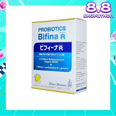 MORISHITA JAPAN Probiotics Bifina R Regular 2.5 Billion Bifidobacterium + 1 Billion L.Acidophilus & L.Gasseri Sachets 30s