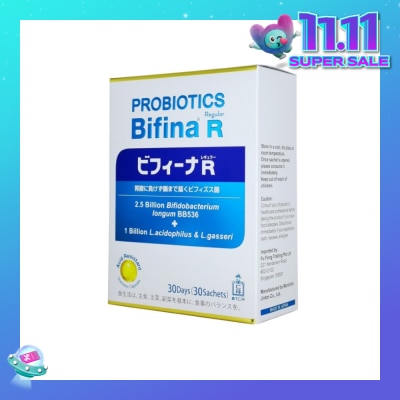 MORISHITA JAPAN Probiotics Bifina R Regular 2.5 Billion Bifidobacterium + 1 Billion L.Acidophilus & L.Gasseri Sachets 30s (Expiry: Aug`2026)