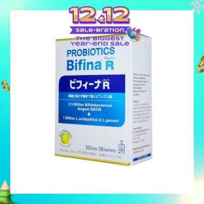 MORISHITA JAPAN Probiotics Bifina R Regular 2.5 Billion Bifidobacterium + 1 Billion L.Acidophilus & L.Gasseri Sachets 30s (Expiry: Aug`2026)