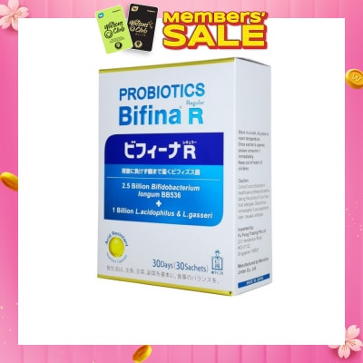 MORISHITA JAPAN Probiotics Bifina R Regular 2.5 Billion Bifidobacterium + 1 Billion L.Acidophilus & L.Gasseri Sachets 30s (Expiry: Aug`2026)