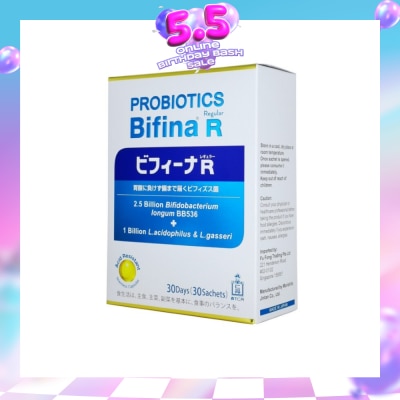 MORISHITA JAPAN - Probiotics Bifina R Regular 2.5 Billion Bifidobacterium + 1 Billion L.Acidophilus & L.Gasseri Sachets 30s
