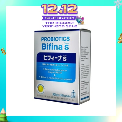 MORISHITA JAPAN Probiotics Bifina S Super 5 Billion Bifidobacterium + 1 Billion L.Acidophilus & L.Gasseri Sachets 30s