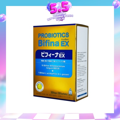 MORISHITA JAPAN - Probiotics Bifina EX Excellent 10 Billion Bifidobacterium + 1 Billion L.Acidophilus & L.Gasseri Sachets 30s