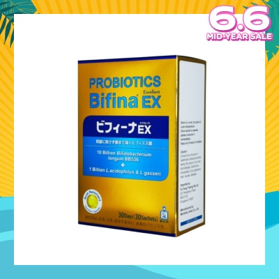 MORISHITA JAPAN Probiotics Bifina EX Excellent 10 Billion  Bifidobacterium + 1 Billion L.Acidophilus & L.Gasseri Sachets 30s
