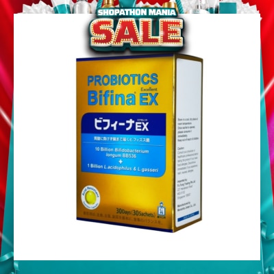 MORISHITA JAPAN - Probiotics Bifina EX Excellent 10 Billion Bifidobacterium + 1 Billion L.Acidophilus & L.Gasseri Sachets 30s&nbsp;(Expiry: Jun`2027)