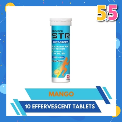 PROVITON STR Post-Sports Effervescent Tablet Mango Flavour (Support Development + Function of Nerve Cells) 10s