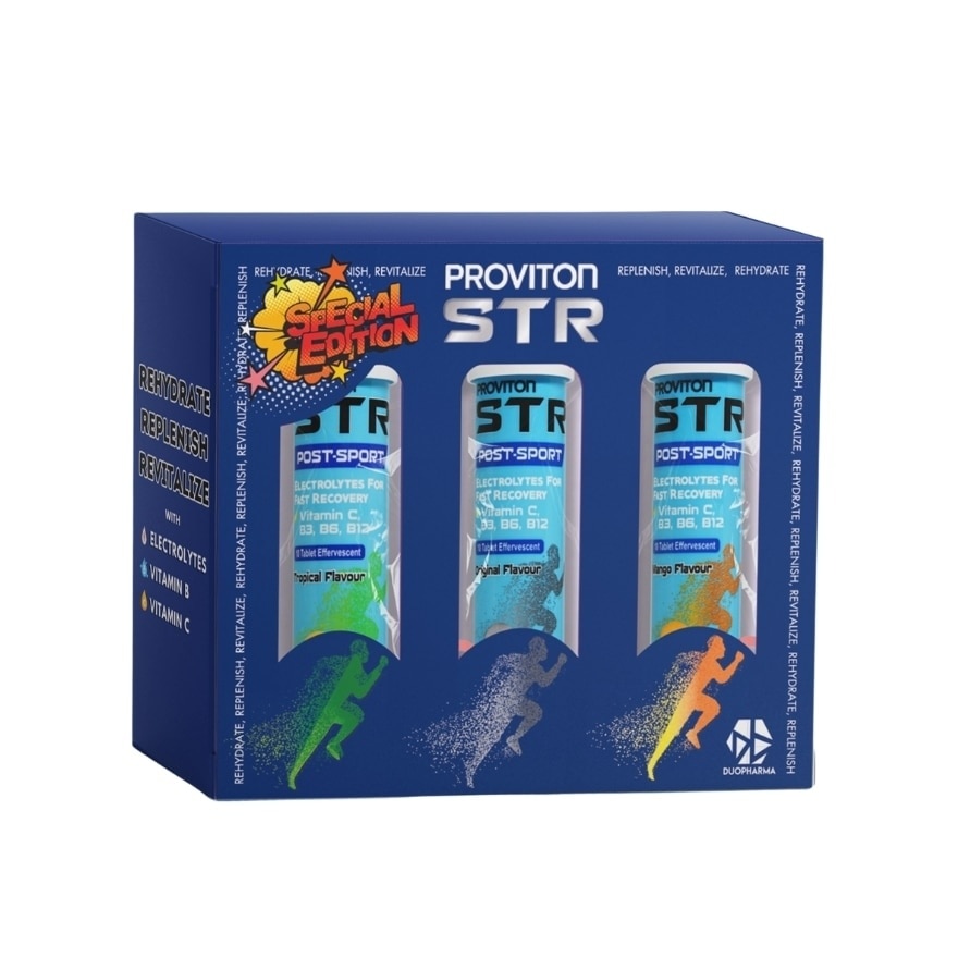 Post-Sport Effervescent Tablet Triple Pack (Tropical, Original & Mango Flavour) 1s