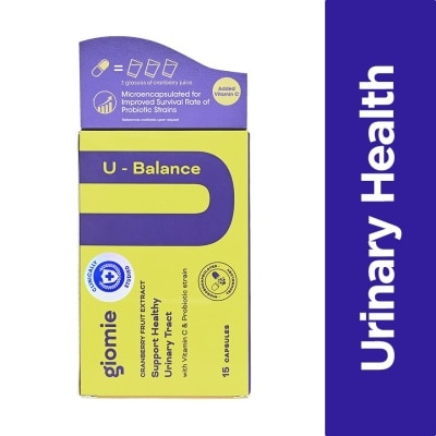 GIOMIE U-Balance Probiotic (Supports Healthy Urinary Tract with Clinically Studied Proanthocyanidins) 15s