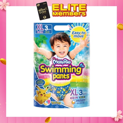 MAMYPOKO Swimming Pants Size XL for Boy Blue Pikachu (Does Not Swell in Water + Prevent Stool Leak) 3s