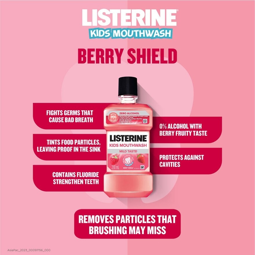 Listerine Kids Mouthwash With Berry Shield Zero Alcohol (Suitable for Kids Above 6yrs old) 250ml