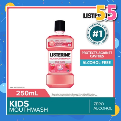 LISTERINE Listerine Kids Mouthwash With Berry Shield Zero Alcohol (Suitable for Kids Above 6yrs old) 250ml