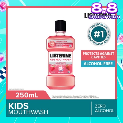 LISTERINE Listerine Kids Mouthwash With Berry Shield Zero Alcohol (Suitable for Kids Above 6yrs old) 250ml