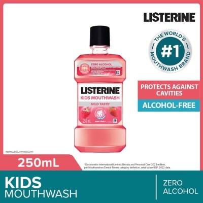 LISTERINE Kids Mouthwash With Berry Shield Zero Alcohol (Suitable for Kids Above 6yrs old + Strengthen & Reduce Cavities) 250ml