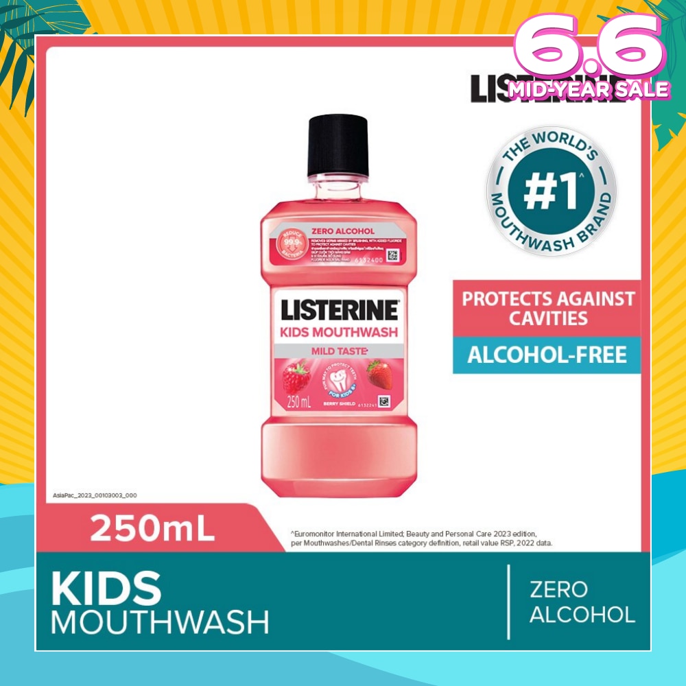 Listerine Kids Mouthwash With Berry Shield Zero Alcohol (Suitable for Kids Above 6yrs old) 250ml