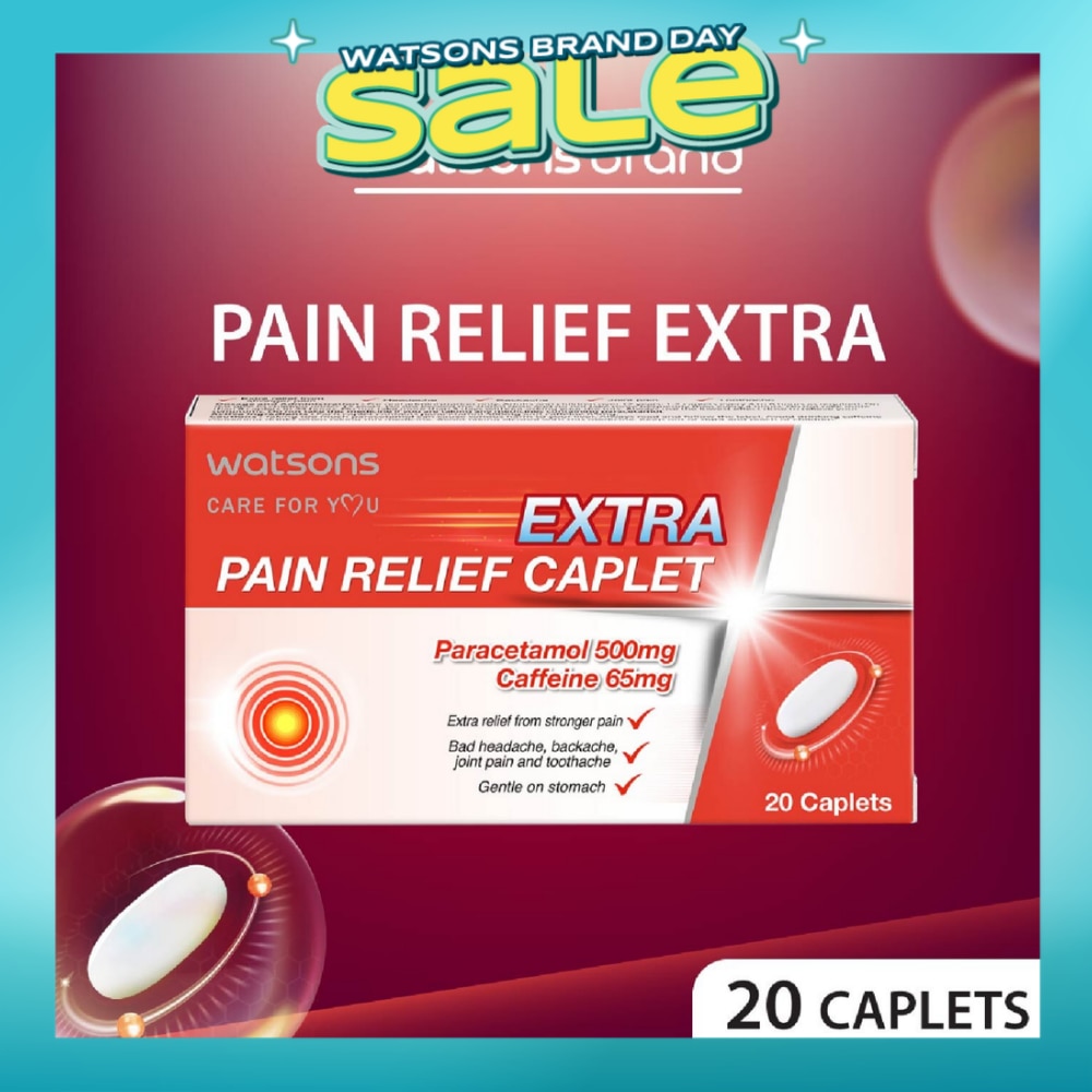 Extra Pain Relief Caplet Paracetamol 500Mg, Cafffeine 65mg (Extra Relief From Stronger Pain) Caplets 20s