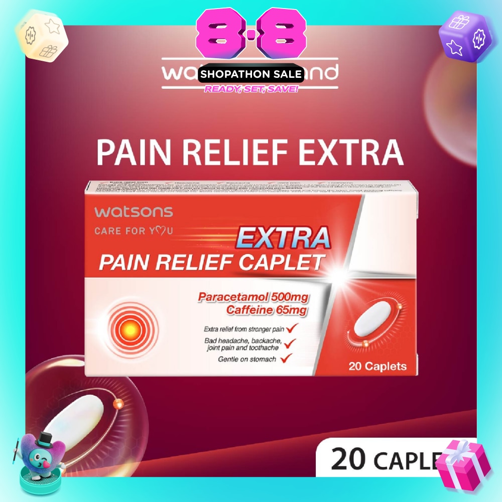 Extra Pain Relief Caplet Paracetamol 500Mg, Cafffeine 65mg (Extra Relief From Stronger Pain) Caplets 20s