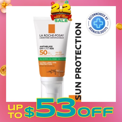 LA ROCHE-POSAY Anthelios UVMune 400 Oil Control Gel Cream (Broad Spectrum Oil Control Face Sunscreen For Oily Skin) 50ml (Expiry: Mar`2026)