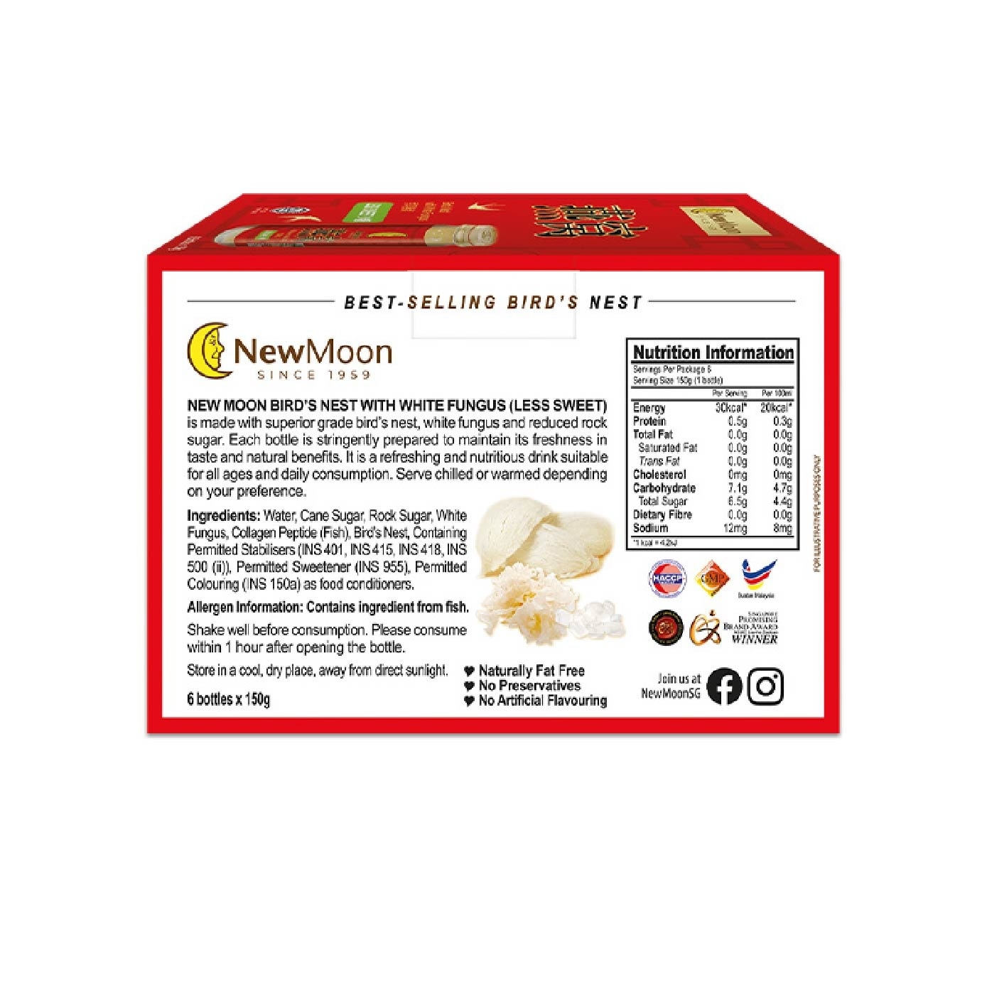 Bird's Nest with White Fungus Rock Sugar Bottle 150g x 6s