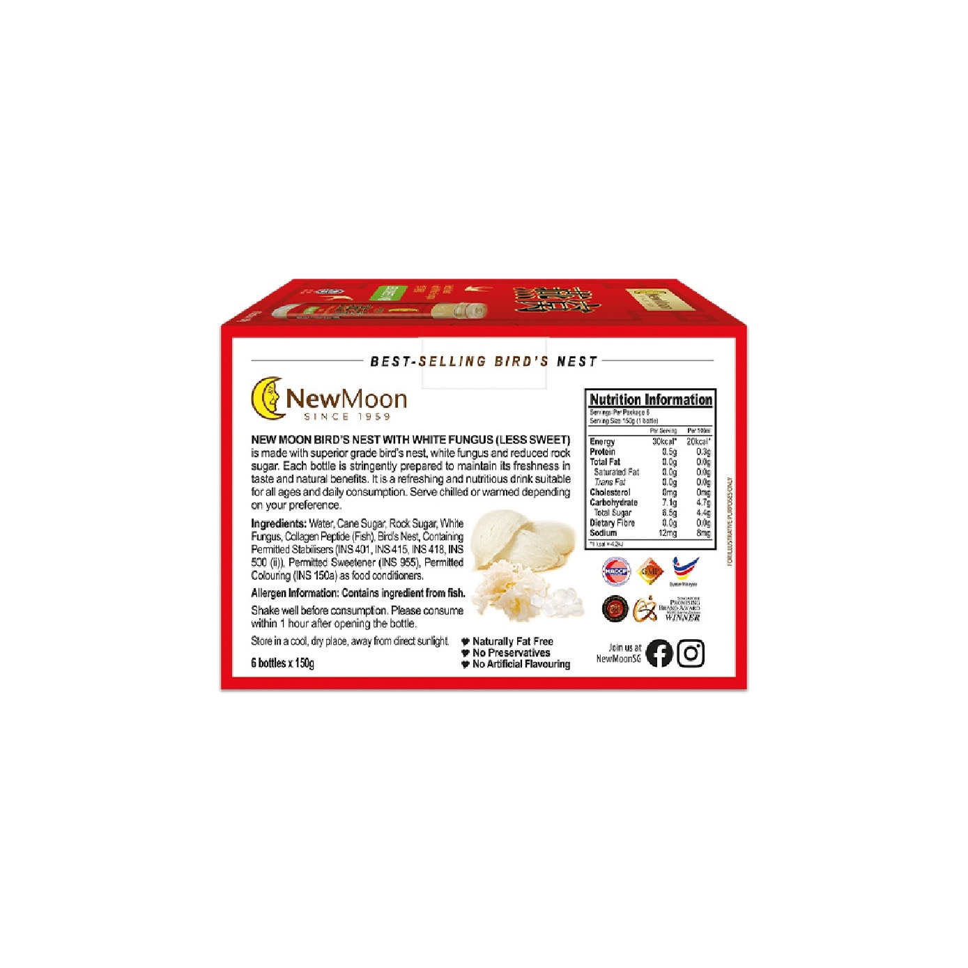 Bird's Nest with White Fungus Rock Sugar Less Sweet 150g x 6