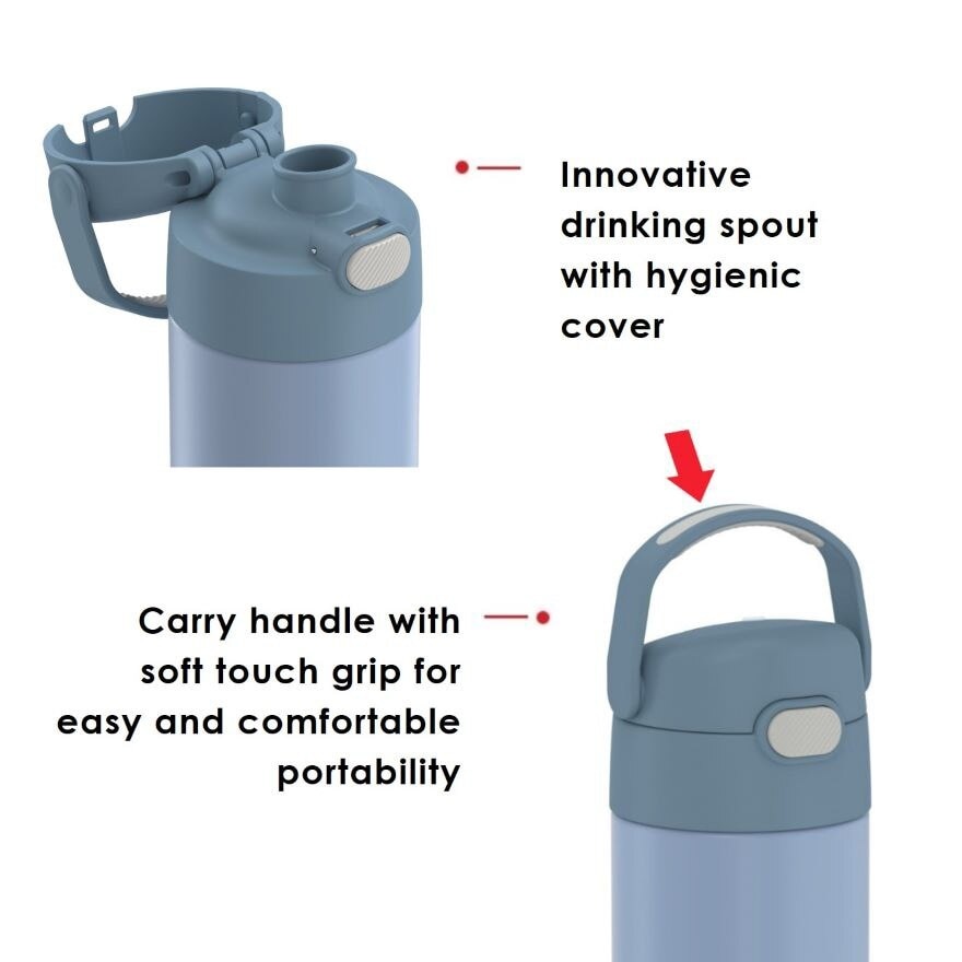 F4110S Stainless Steel Vacuum Insulated One-Push Tumbler with Carry Handle (Keeps Drink Cold or Hot) Denim Blue 470ml