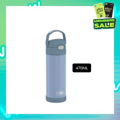 THERMOS F4110S Stainless Steel Vacuum Insulated One-Push Tumbler with Carry Handle (Keeps Drink Cold or Hot) Denim Blue 470ml