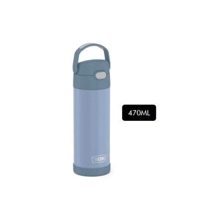 THERMOS F4110S Stainless Steel Vacuum Insulated One-Push Tumbler with Carry Handle (Keeps Drink Cold or Hot) Denim Blue 470ml