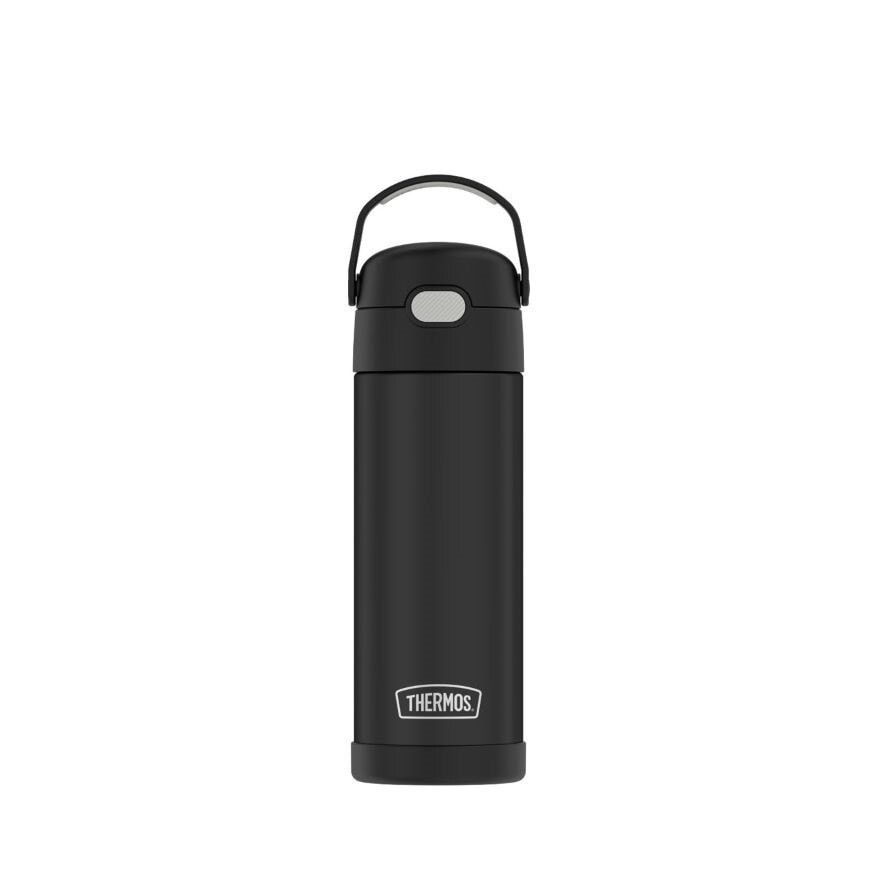 F4110S Stainless Steel Vacuum Insulated One-Push Tumbler with Carry Handle (Keeps Drink Cold or Hot) Black 470ml