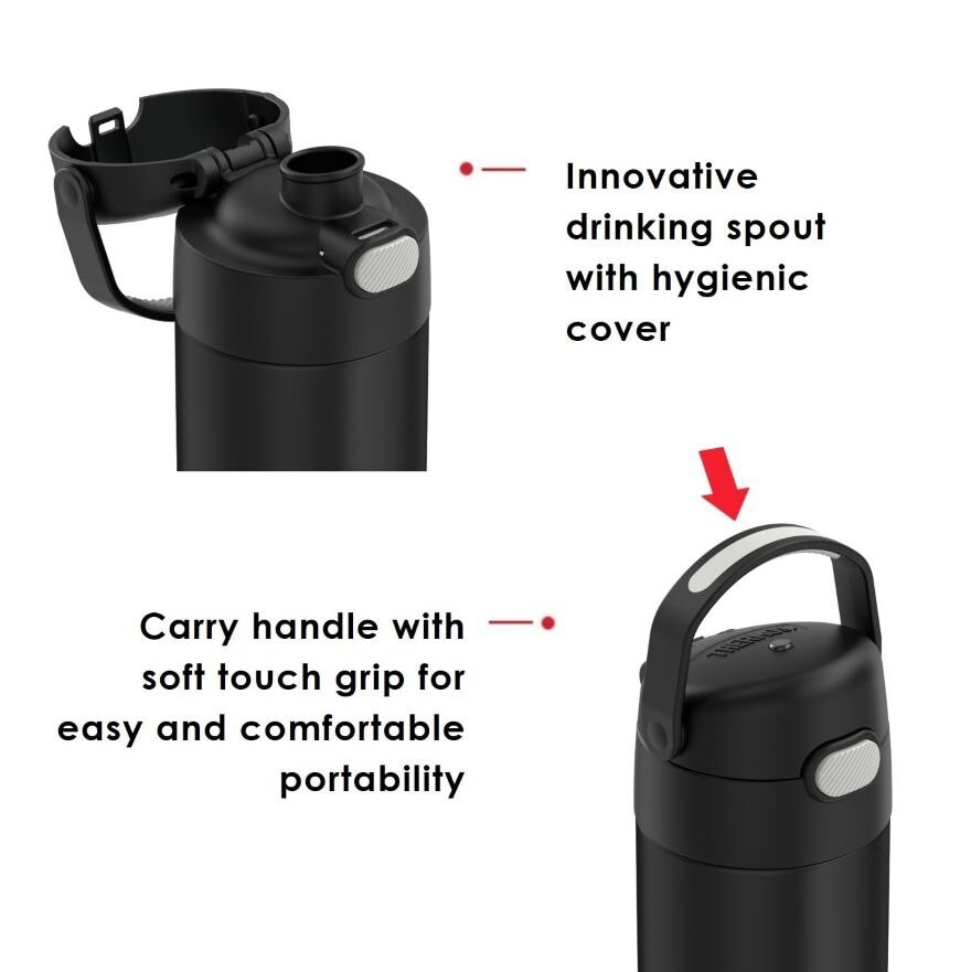 F4110S Stainless Steel Vacuum Insulated One-Push Tumbler with Carry Handle (Keeps Drink Cold or Hot) Black 470ml