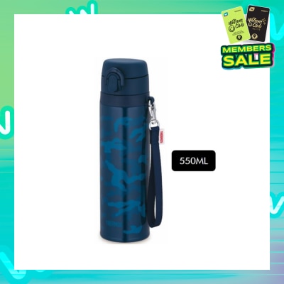 THERMOS JNT-552 Stainless Steel Vacuum Insulated Ultra-Light One-Push Tumbler with Strap (Keeps Drink Cold or Hot) Navy 550ml
