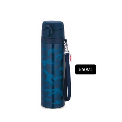 THERMOS JNT-552 Stainless Steel Vacuum Insulated Ultra-Light One-Push Tumbler with Strap (Keeps Drink Cold or Hot) Navy 550ml