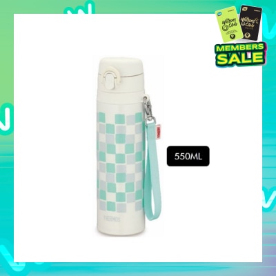 THERMOS JNT-552 Stainless Steel Vacuum Insulated Ultra-Light One-Push Tumbler with Strap (Keeps Drink Cold or Hot) White 550ml