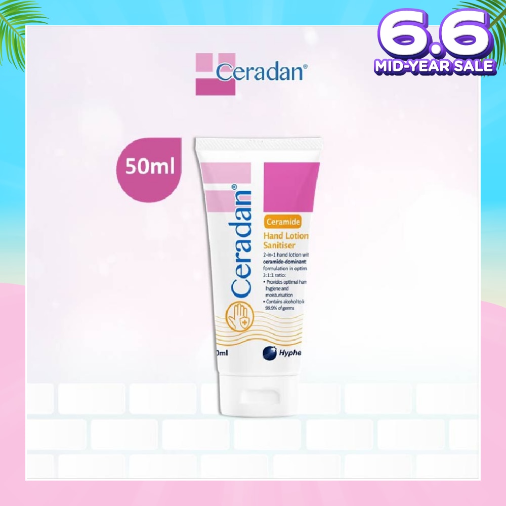 Hand Lotion Sanitizer (Sanitize, Protect & Moisturize + 3:1:1 Ceramide-dominant + For Eczema-prone, Dry & Sensitive Skin) 50ml