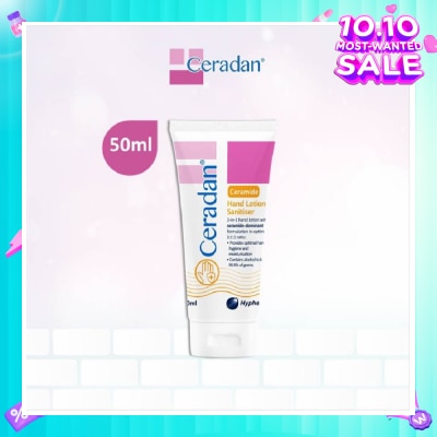 CERADAN Hand Lotion Sanitizer (Sanitize, Protect & Moisturize + 3:1:1 Ceramide-dominant + For Eczema-prone, Dry & Sensitive Skin) 50ml